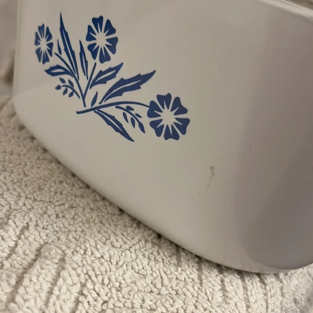 Vintage Corningware Cornflower Blue Square Baking Dish Glass Lid 3 Quart